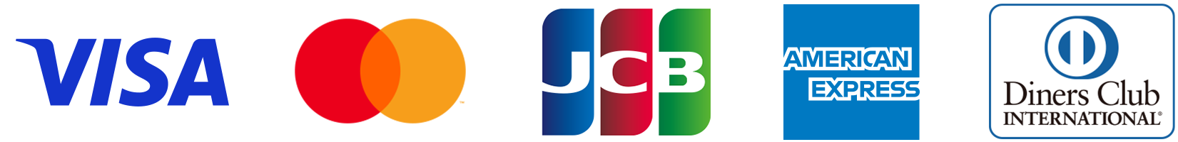 VISA Mastercard JCB American Express Diners Club International